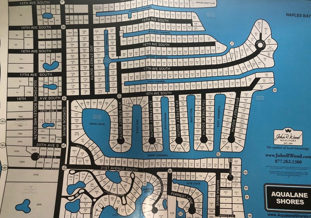 Aqualane Shores property and lot map